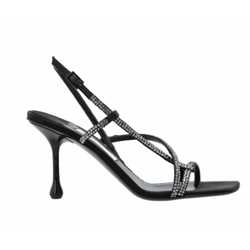 Jimmy Choo Etana 80 Embellished Sandals in Black NWB Size 38 1/2 or US 8 1/2